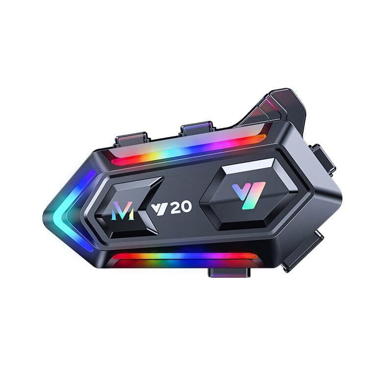 Bluetooth слушалка Y20 за мото каска с RGB светлини и AI гласов асистент