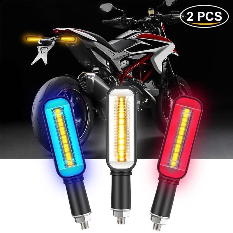 Комплект 2 LED мигачи и дневни светлини с ефект течаща вода за мотоциклет