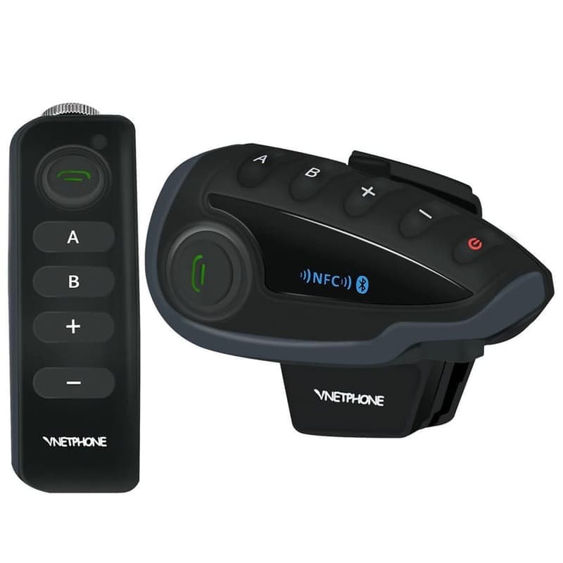 Bluetooth интерком за моторна каска с обхват 1200 м, NFC и дистанционно