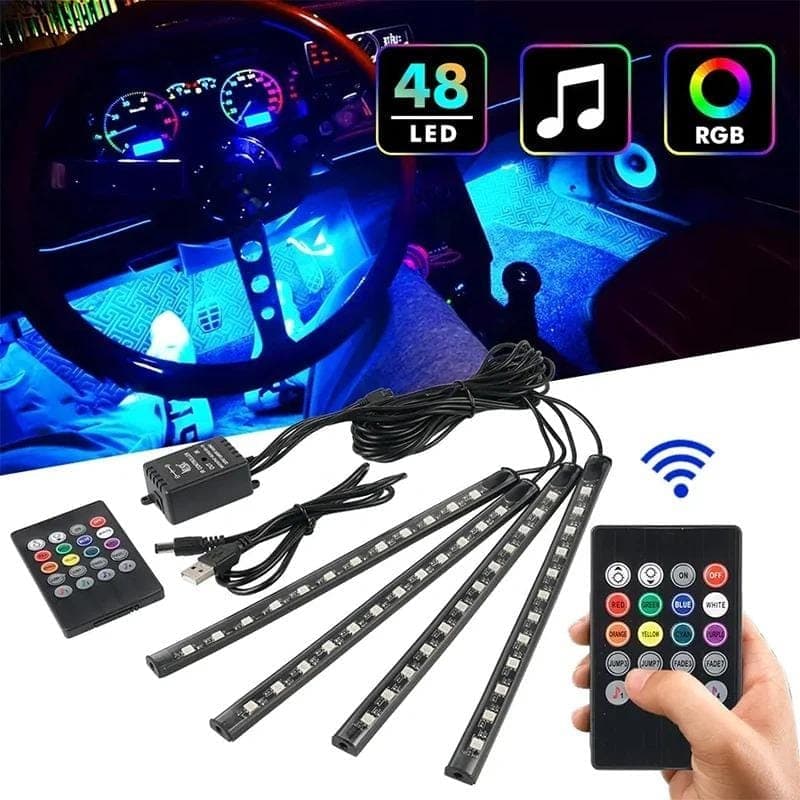 48 LED RGB лента за интериорно осветление на автомобил с дистанционно