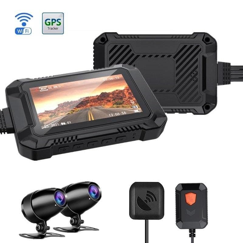 Двойна камера за мотор с предна и задна 1080P, GPS и WiFi