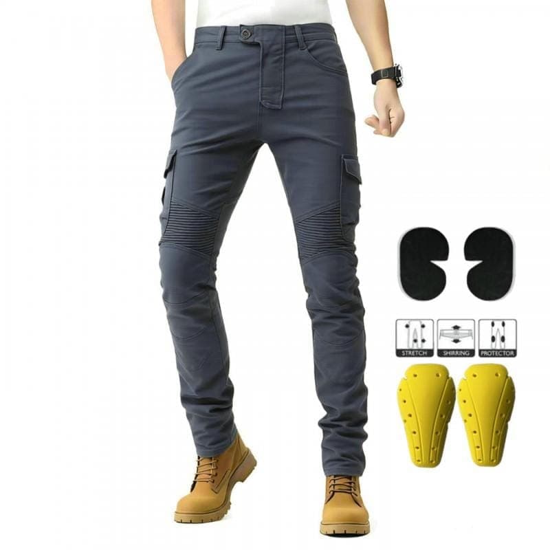 Men's All-Season Motorcycle Riding Pants with Protective Padding, Tactical Stretch Denim